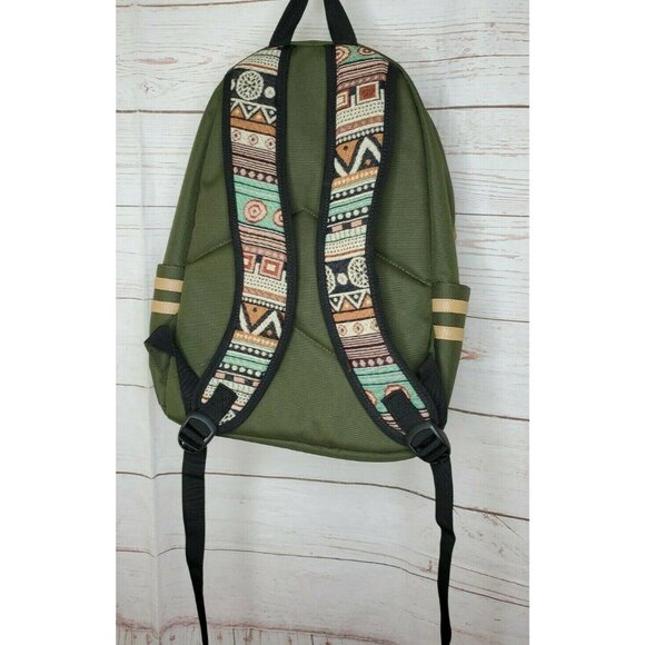 Olive Green Abstract Pocket Design Backpack with Multiple Pockets and Unique Zip - Picture 9 of 10